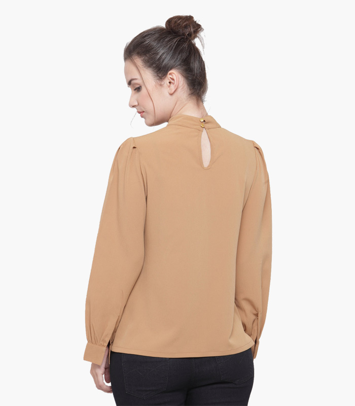 Women-Khaki-Solid-Top-4
