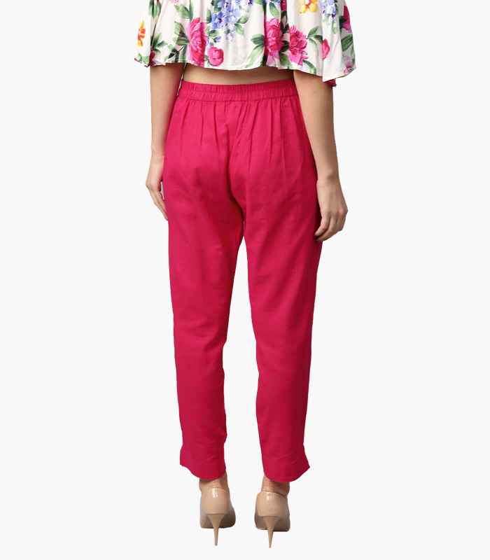Women-Pink-Solid-Regular-Trousers-2